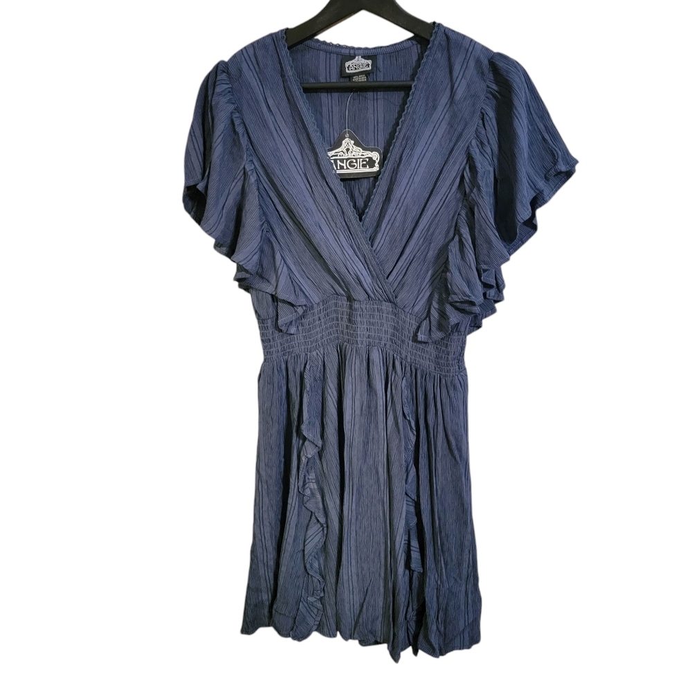 Angie Blue Flutter Sleeve Smocked Mini Dress